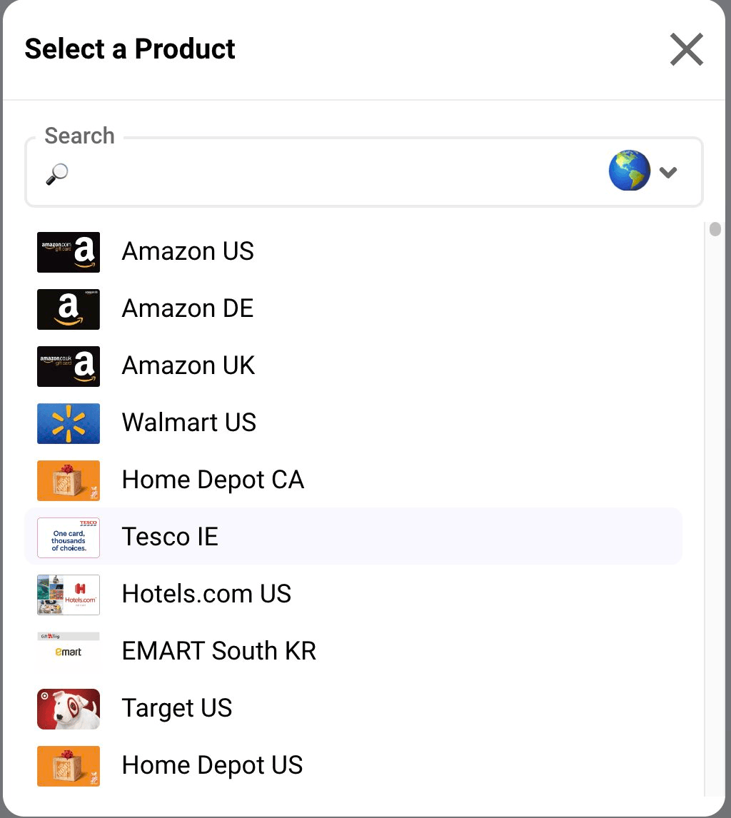 Select a product in the Swapping.gifts dApp