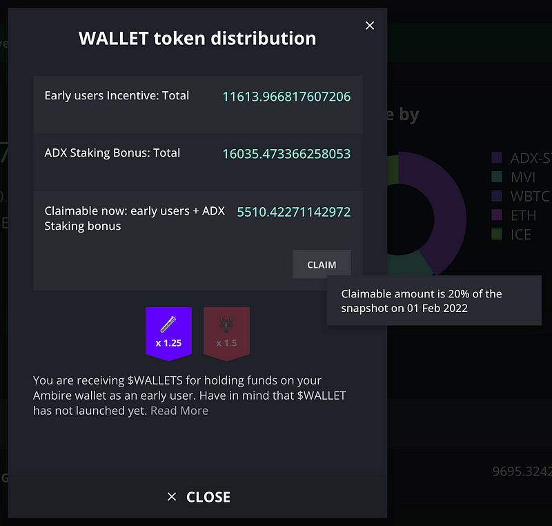 Wallet token distribution
