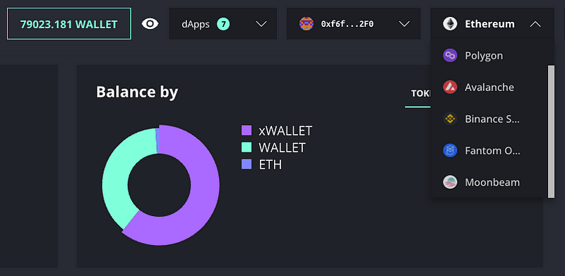 A screen showing the network selector in the Ambire Wallet