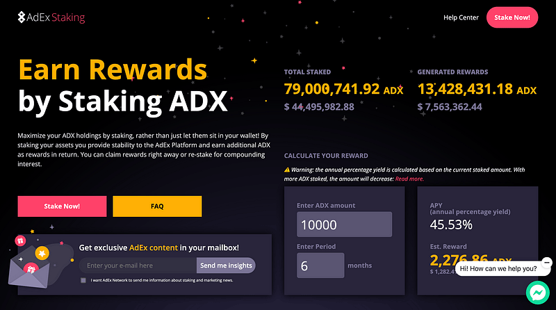 Earning rewards by standing ADX