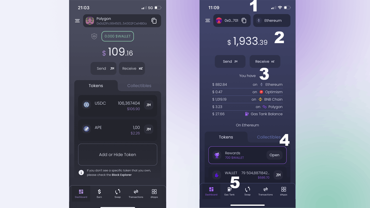 Mobile app dashboard screen