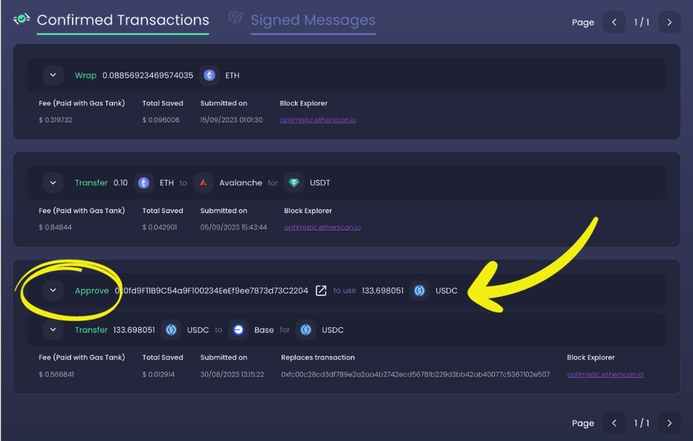An example of an approval transaction on Ambire Wallet