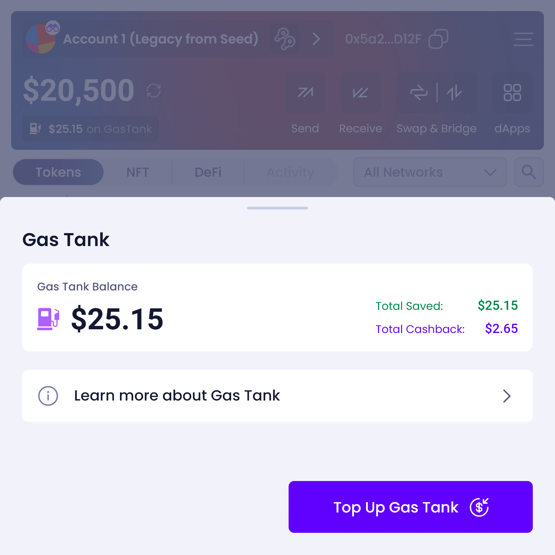 Unified Gas Tank modal