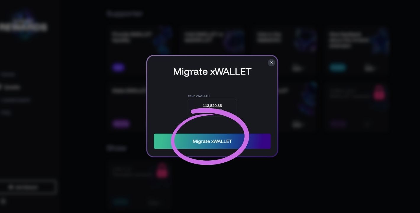 $xWALLET to $stkWALLET migration pop-up window