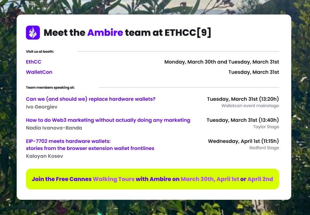 Ambire speakers at EthCC Cannes 2026