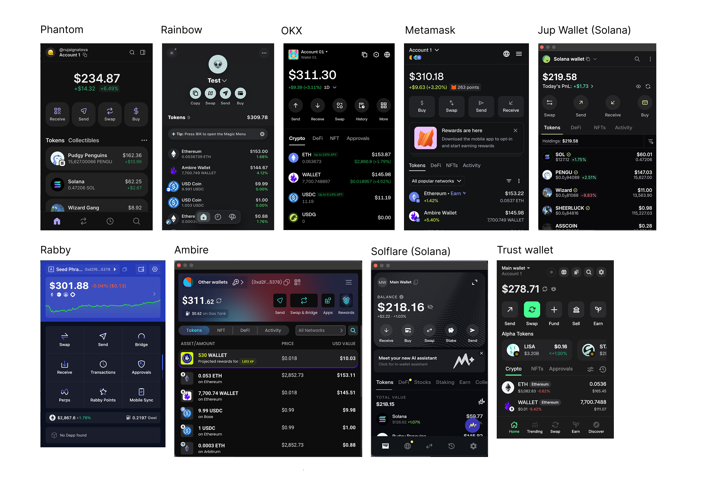 web3 wallets UI comparison before redesign