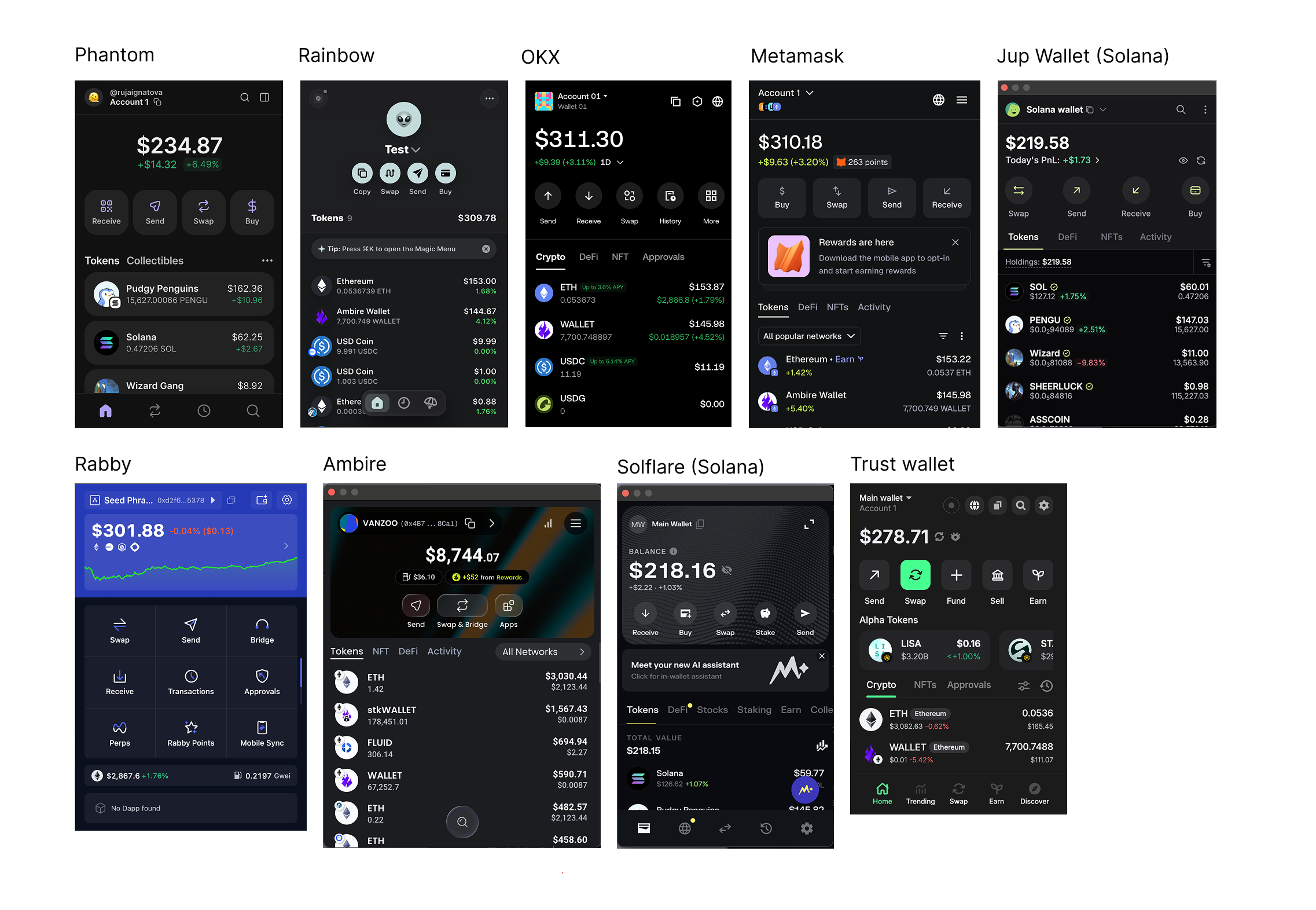 web3 wallets UI comparison after redesign